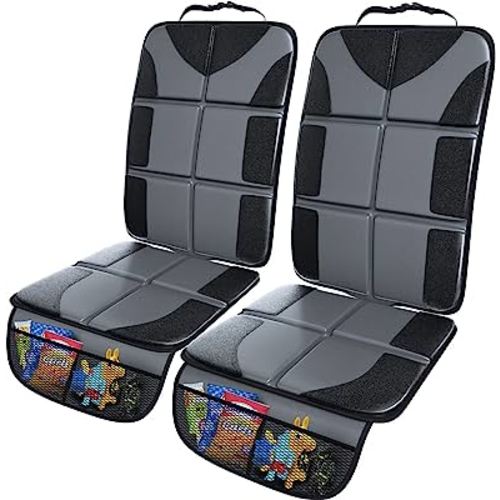 Gimars Car Seat Protectors, 2 Pack XL 5-Layer Thickest EPE Waterproof Protectors with 600D Fabric, Nonslip Backing, Storage Pockets for SUV, Sedan, Truck, Leather Seats (Gray)