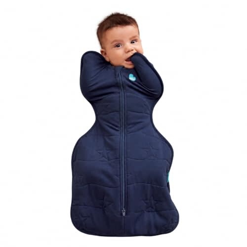 Love to Dream Swaddle Up Extra Warm | 3.5 TOG, 8-13 lbs, Navy | Quilted Cotton for Extra Warmth, Arms Up Swaddle Calms Startle Reflex, Newborn Essentials Below 61F