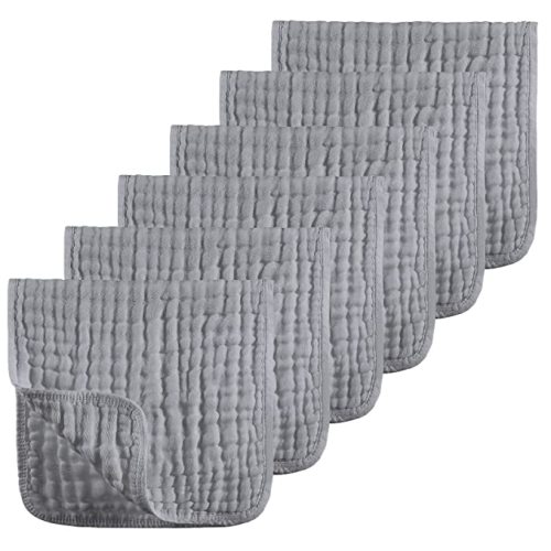 Looxii Muslin Burp Cloths 100% Cotton Muslin Cloths Large 20''x10'' Extra Soft and Absorbent 6 Pack Baby Burping Cloth for Boys and Girls (Grey)