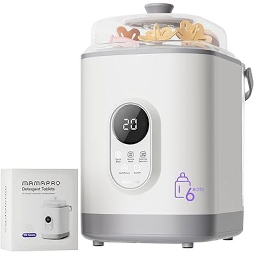 Baby Bottle Washer Pro, Sterilizer & Dryer — Wash 6 Bottles at Once, All-in-One Cleaner for Bottles, Pump Parts & Baby Essentials – Replaces Hand Washing, Time-Saving for Busy Parents