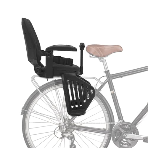 Kids Bike Seat Rear Toddler Child Bicycle Seat with Back Rest Armrest Foot Pedals Bike Attachment Backrest Adjustable Fits All Bicycle Rear Frames