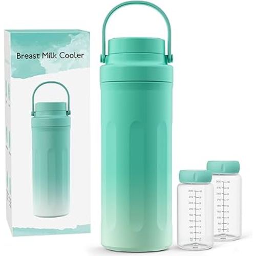 22oz Portable Breast Milk Cooler for Work & Travel, Breastmilk Cooler with 360° Total Cooling for 24 Hours & Leak-Proof Dual-Bottle for Breastfeeding Moms' All-Day Needs