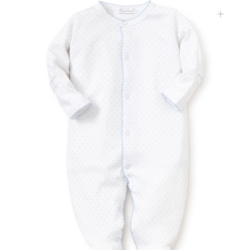 White/Blue New Kissy Dots Print Footie