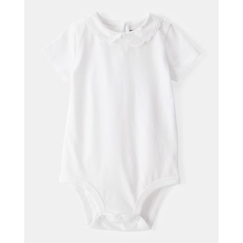 Baby Scalloped Collar Short-Sleeve Bodysuit - White - OshKosh B'gosh | Carter's