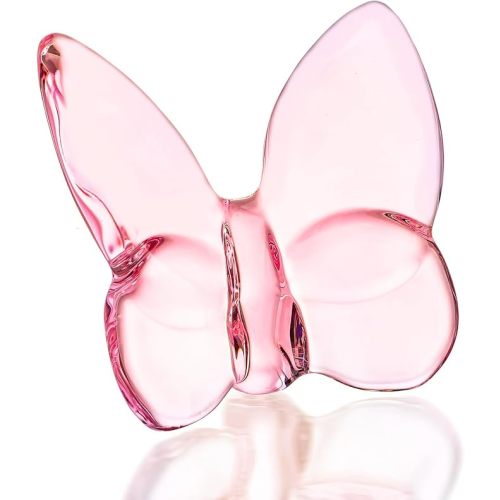 kanpura Pink Crystal Butterfly Figurine,Flying Butterfly Figurine, Glass Butterfly Ornament,Crystal Collectible for Butterfly Enthusiasts and Collectors