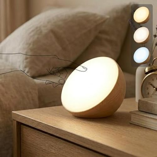 Gravity Sensor Cordless Table Lamp-Touch Control 3 Color Temperatures,Rechargeable 2200mAh Battery Operated, Portable Mini Night Light for Nursery/Camping/Bedroom/Outdoor/Gift(No Button Tilt to Light)