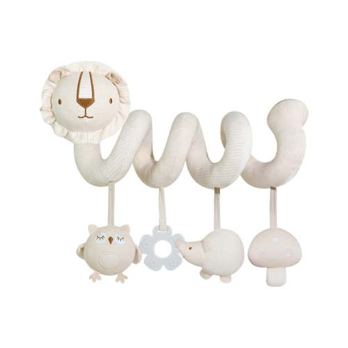 13.8in Organic Cotton Hanging Spiral Activity Toy, Multi-Sensory Bed Wrap for Sensory Development, Early Learning Cognitive Toy, Soft Plush Animal Decorations