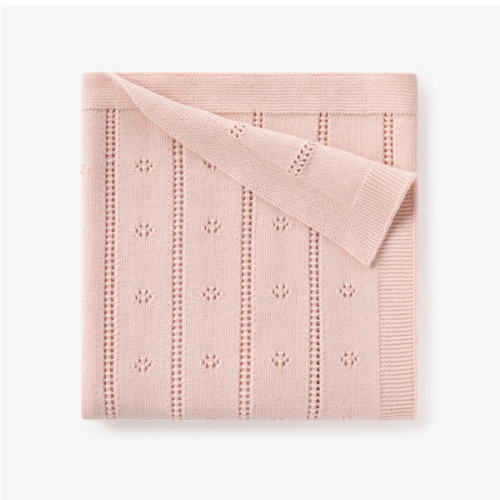 Pale Pink Pointelle Knit Baby Blanket – Elegant Baby