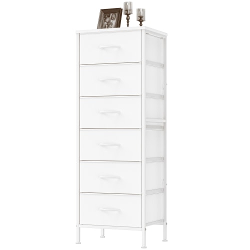 EZKAMFORT Tall Skinny Dresser for Bedroom 6 Drawer , White Closet Dresser, Clothes Dresser, 15.4" L x 11.8" W x 43.3" H