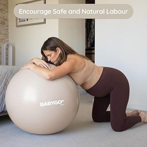 BABYGO Birthing Ball - Pregnancy Yoga Labor & Exercise Ball & Book Set Trimester Targeting, Maternity Physio, Birth & Recovery Plan Included Anti Burst Eco Friendly