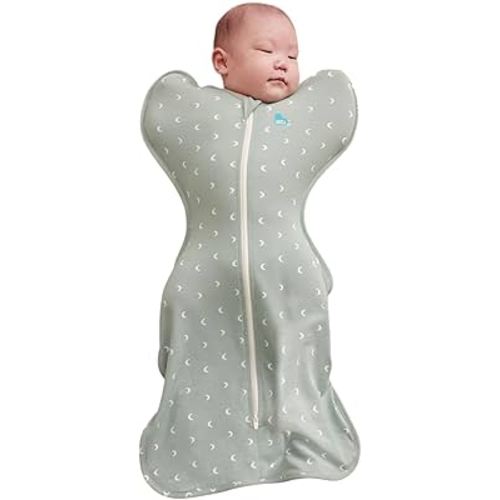 Love to Dream Swaddle Up Original, Arms Up Position, Light and Ultra Breathable Cotton - Wearable Blanket - 1.0 TOG - (20-24°C) Ideal for Moderate Temps (Moon Olive, Small, 3.5–6kg)