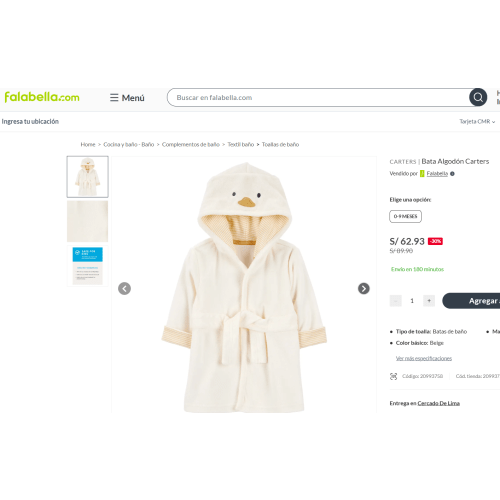 CARTERS
|
Bata Algodón Carters