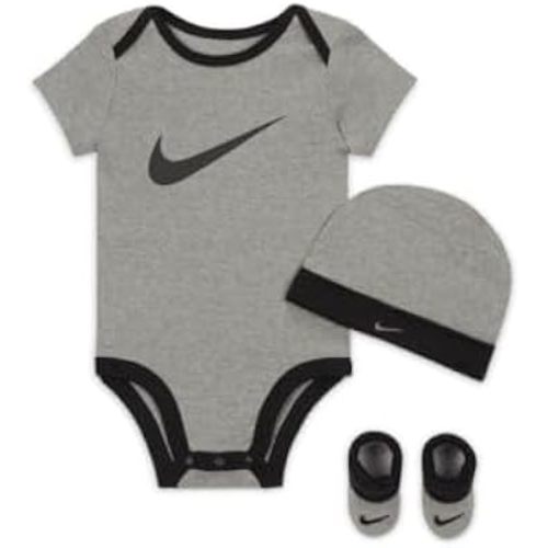 Nike 3-Piece Set Bodysuit, Hat and Booties Drk Grey Heather 6-12 Months