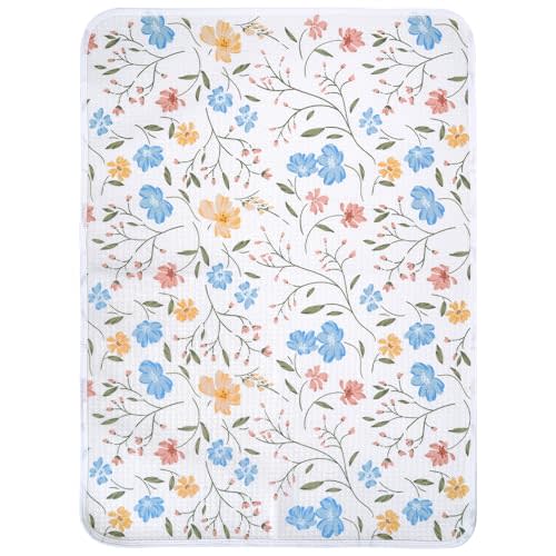 haakaa Waterproof Changing Pad Liners, 100% Cotton, Soft & Breathable (1pc, 19.5" x 27.5" Garden Flow)