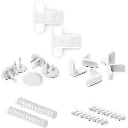 Ubbi Safety Bundle, Safeguarding and Baby Proofing Set, Includes 36 Outlet Covers, 16 Table Corner Protectors and 2 Pinch Guards, Child Safety Kit, White C2