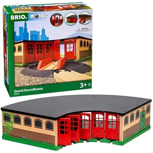 BRIO World - 33736 Grand Roundhouse - Ultimate Train Set Accessory - Accommodates 5 Trains - Rotating Switch Turntable - Compatible with All BRIO Railway Toys - Perfect for Kids Ages 3+