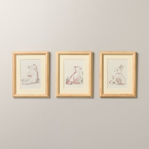3pk 10"x8" Woodland Animal Framed Wall Art - Hearth & Hand™ with Magnolia