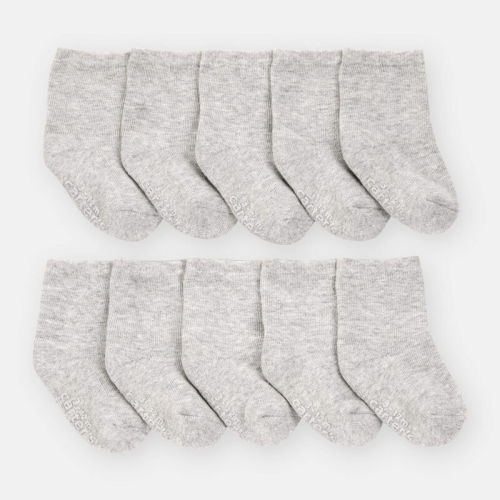 Baby Boy 10-Pack Crew Socks - Grey | Carter’s Oshkosh Canada