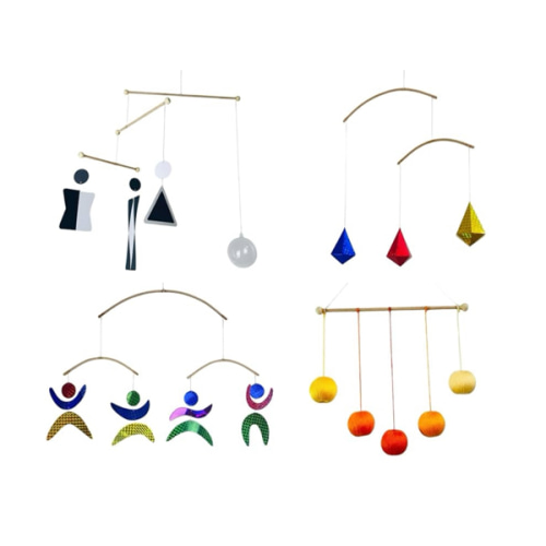 Set of 4 portable montessori - Munari, Gobbi, Octahedron, Dancers. Montessori mobile, Baby mobile, Hanging mobile baby boy and girl