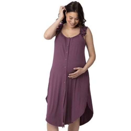 Kindred Bravely - Ruffle Strap Labor & Delivery Gown m/L- Burgundy Plum