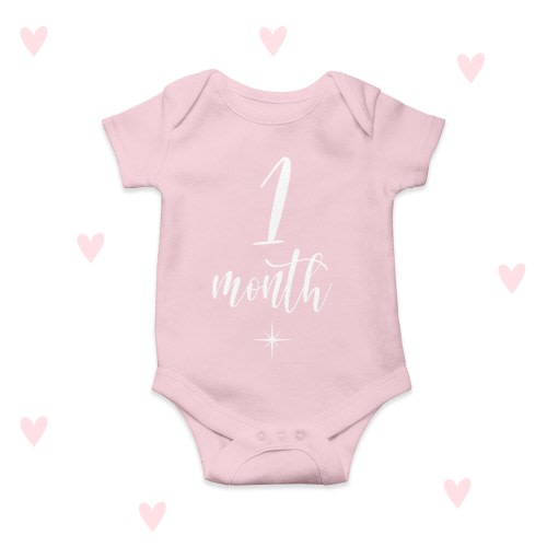 Baby Milestone Bodysuit: Pink Cotton Keepsake, Newborn Photo Prop