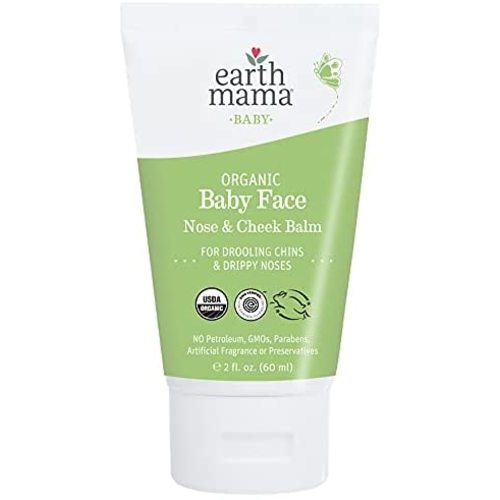 Organic Baby Face Nose & Cheek Balm for Dry Skin by Earth Mama | Natural Petroleum Jelly Alternative, 2-Fluid Ounce