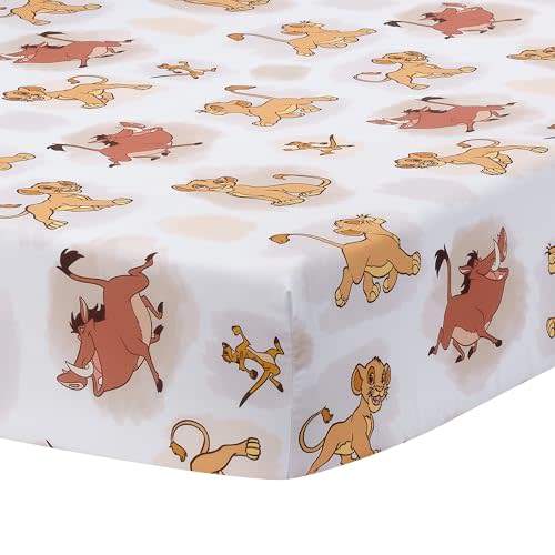 Lambs & Ivy Disney Baby Lion King Safari Fitted Crib Sheet - White
