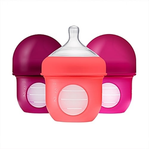 Boon NURSH™ 3-Pack 4 oz. Silicone Pouch Bottle in  - Pink