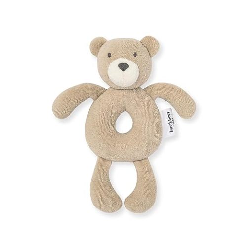 Burt's Bees Baby Unisex Infant Rattle Toy, Nursery Sensory Animal Plush Made with 100% Organic Cotton Shell and Polyester Fill, Sweet Bear, Bunny, or Dog Stuffed Animals for Babies