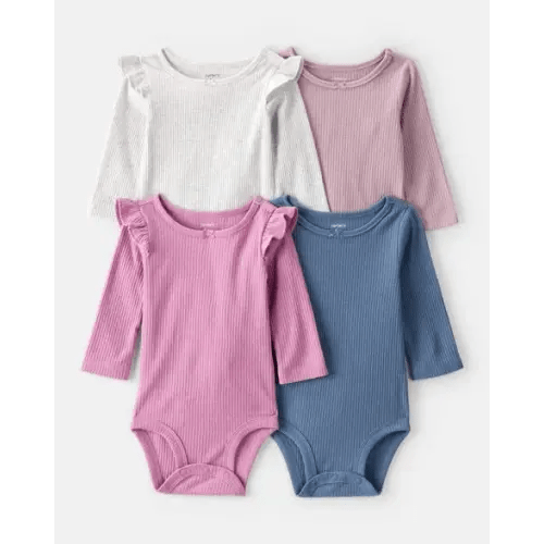 Baby Girl 4-Pack Long-Sleeve Multipack Bodysuits | Carter's