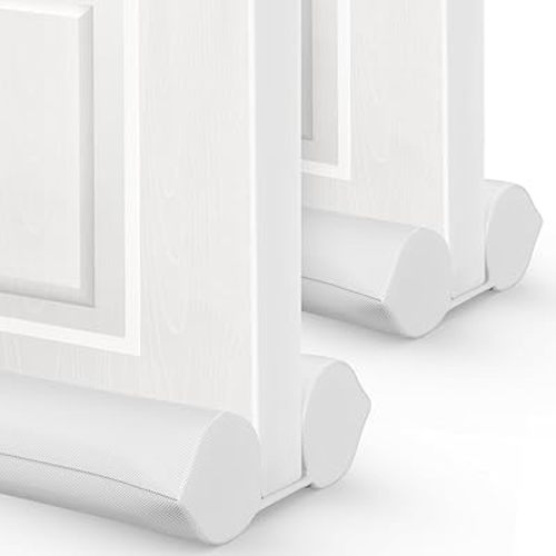Comfyanno Under Door Draft Stopper - Bottom Door Gap Filler & Seal - Fits 30” to 36” Door, Block Cold Air, Noise, Sound, Wind, Bugs, Easy to Install, Double Side Block, No Adhesive, White