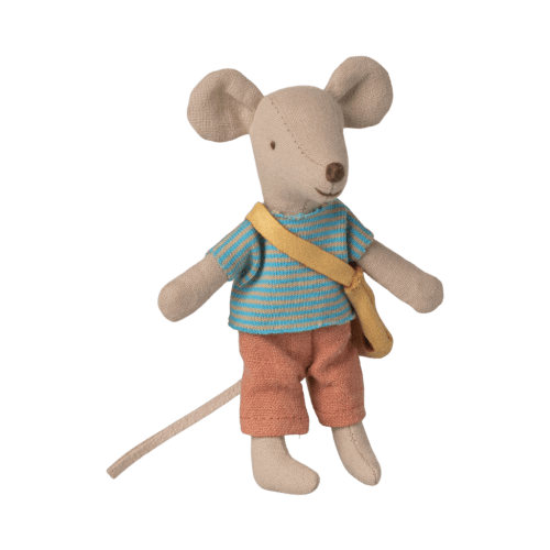 Little brother mouse with bag