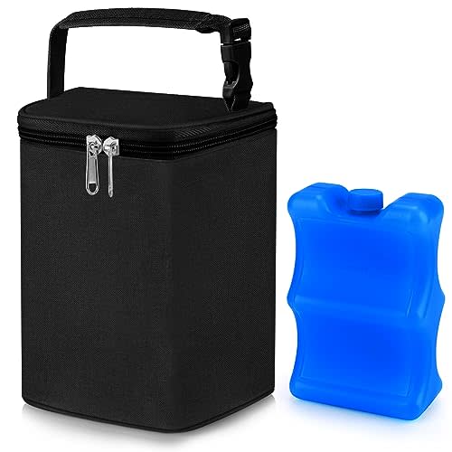 Accmor Breastmilk Cooler Bag with Ice Pack, Baby Bottle Cooler Bags, Insulated Bottle Cooler Tote Bags On The Go, Fits 4 Large 8oz Bottles, for Nursing Mom Daycare Travel, Black