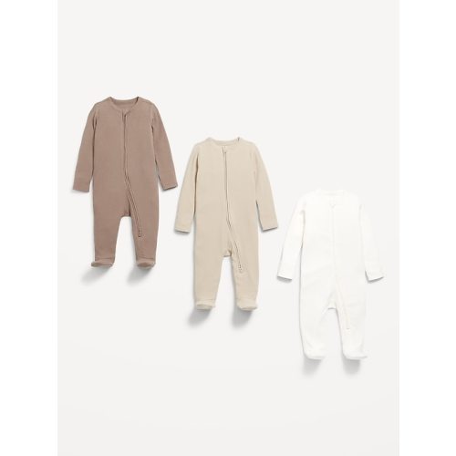 Unisex 2-Way-Zip Sleep & Play Footed One-Piece 3-Pack for Baby