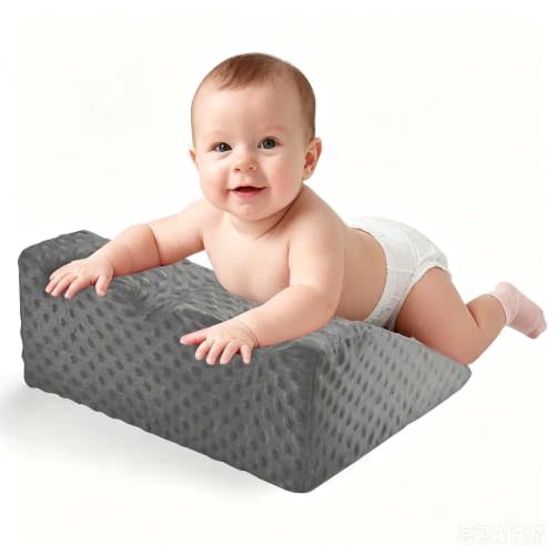 Wedge Pillow for Baby Tummy Time, Neck and Shoulder Strength Growth | High Density Foam Nursery Support for Infant Baby Washable Removable Plush Cover, CPSIA 108 & CPSIA 101 safety standard