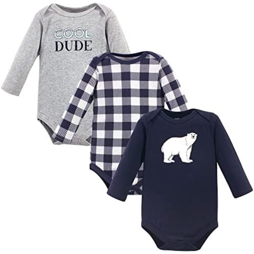 Hudson Baby baby-boys Cotton Long-sleeve Bodysuits 3-pack