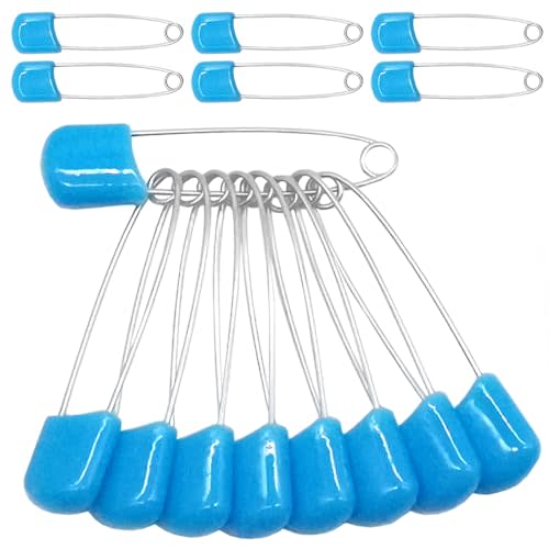 YOSAWA 50 pcs 2.2" Plastic Head Safety Pin Nappy Cloth Diaper Safety Pins with Safe Locking Closures (Blue)