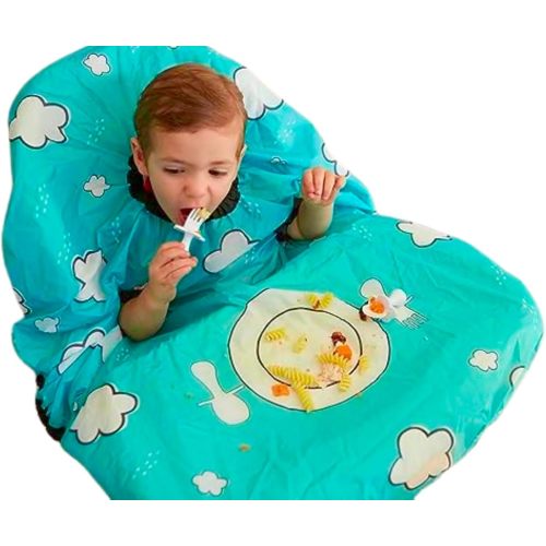 grabease Allover Waterproof Bib for Self-Feeding Infants and Toddlers, Machine Washable, Ages 6-24 Months, Teal - Baby Bibs