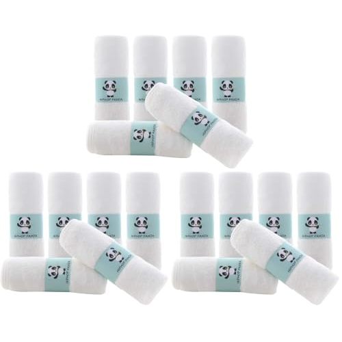 HIPHOP PANDA Baby Washcloths, Rayon Made from Bamboo - 2 Layer Ultra Soft Absorbent Newborn Bath Face Towel - Reusable Baby Wipes for Delicate Skin - White, 18 Pack