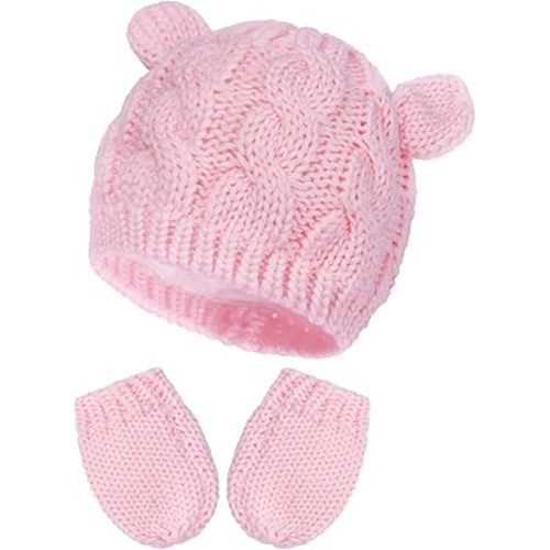 Baby Winter Hat Mittens Set Knitted Beanie Gloves for Baby Girls Boys Newborn Infant Toddler Autumn Winter