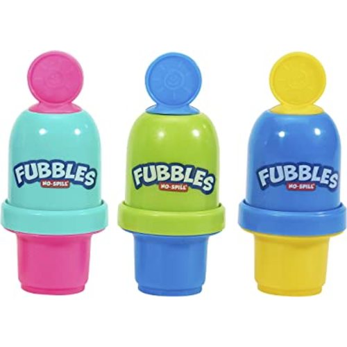 Fubbles Bubbles No-Spill Bubble Tumbler for Babies Toddlers and Kids | Includes 6oz Bubble Solution and Bubble Wand (Tumbler Colors May Vary)(Pack of 3)