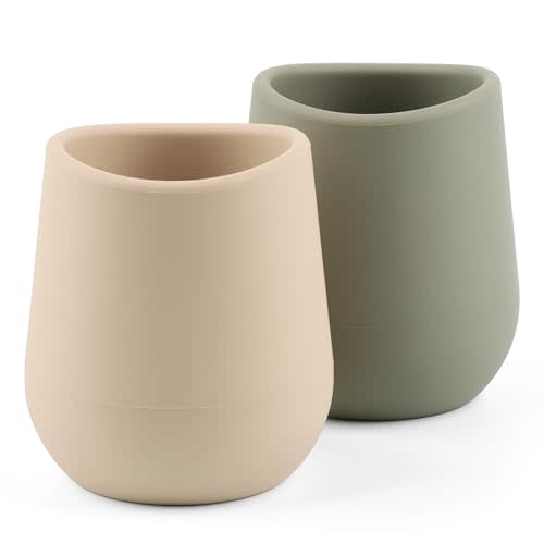 Silicone Baby Cups for 6-12 Months Infants, Silicone Tiny Cups Open Training Cup for Baby Led Weaning, 2 Pack (Color 4)