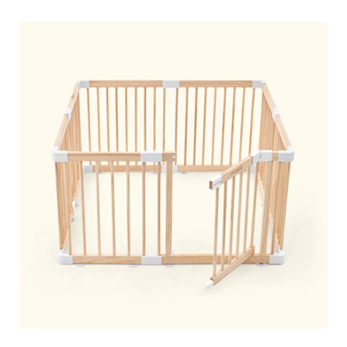 HARPPA Wooden Baby Gate Playpen | Non-Toxic Foldable DIY Adjustable Play Yard for Infants & Toddlers – Natural Finish Baby Fence for Small & Large Spaces