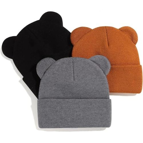 Baby Winter Beanie Hat,Kids Cute Bear Ears Soft Knit Beanie for Infant Boys Girl Warm Winter Hat Caps
