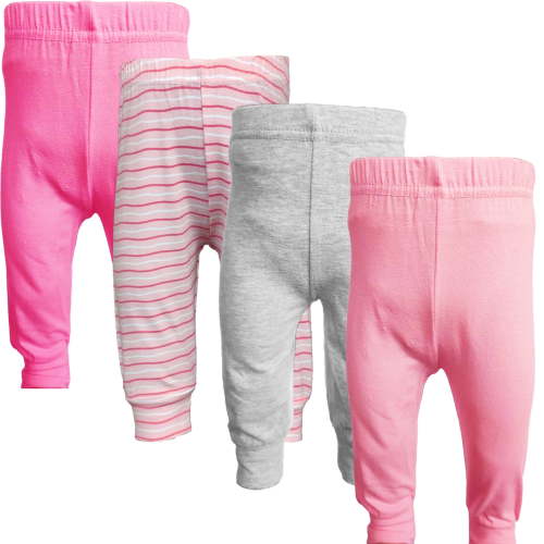 123 Bear Cotton Spandex Infant and Toddler Pants, 4 Pack