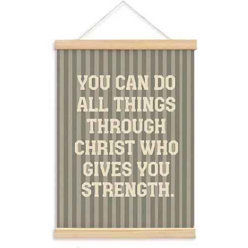 YZSLA Kids Room Decor, Christian Wall Art Decor, Bible Verses Canvas Hanger Frame, Grey Striped Religious Scripture Wall Hanging for Home Bedroom Living Room Classroom,12x16 Inches