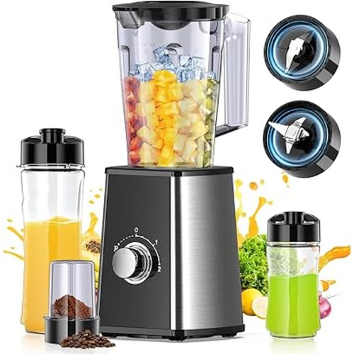 Smoothie Blender, Personal Blenders for Smoothies and Shakes, Smoothies Maker and Coffee Grinder with 2 To-Go Cups, Countertop Blender for Kitchen, BPA Free