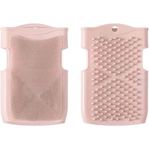 Innobaby Double Sided Silicone Massage Mitt Bath Scrubber Shower Brush & Scalp Massager/Pink