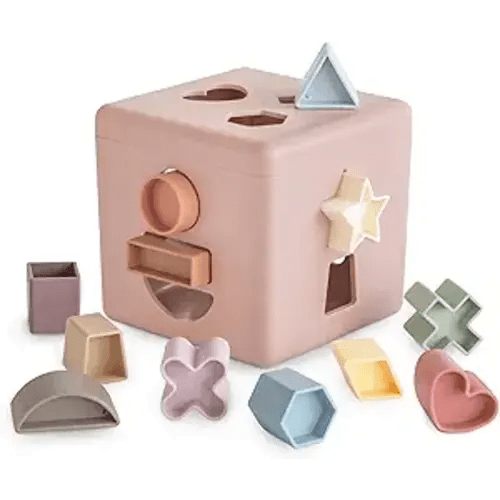 mushie Shape Sorting Box (Petal) | Educational Learning Toy for Toddlers with 12 Shapes | Made in Denmark (10+ Months)