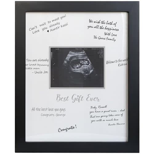 HAMUIERS Sonogram Signature Frame Guest Book, Ultrasound Picture Keepsake Frame, Baby Shower Guest Book Alternatives, Gender Neutral Baby Shower Party Decor, Gift for Expecting Moms, Black